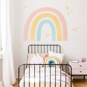 Adesivo da parete arcobaleno acquerello pastello, adesivo da parete senza plastica