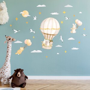 Personalised Explorers Big Hot Air Balloon Wall Decal Themepack, Plastic-Free kids room wall stickers image 3