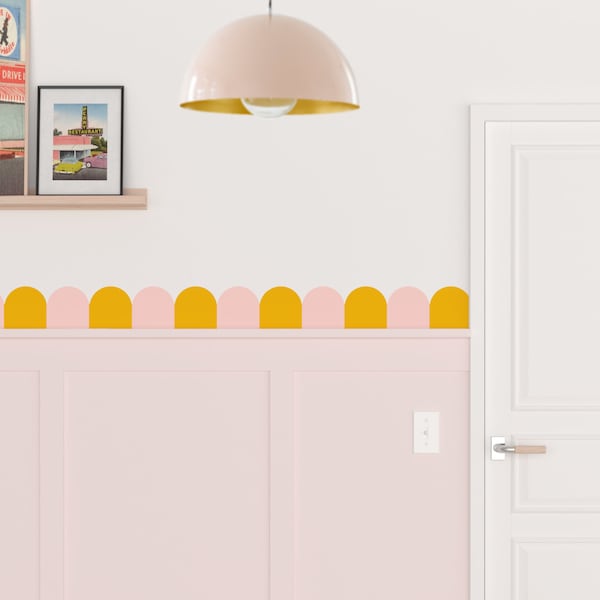 Striped Scallop Peel & Stick Wallpaper Border, plastic-free and easy to use