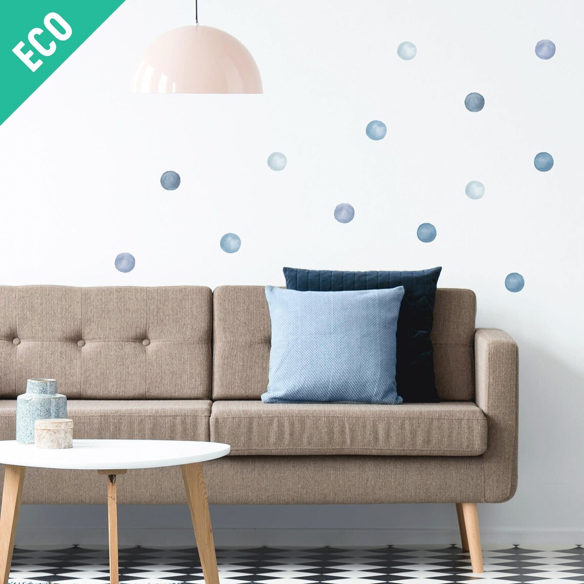 Navy Blue Watercolor Polka Dot Wall Decals 6 Cm Seaside Etsy