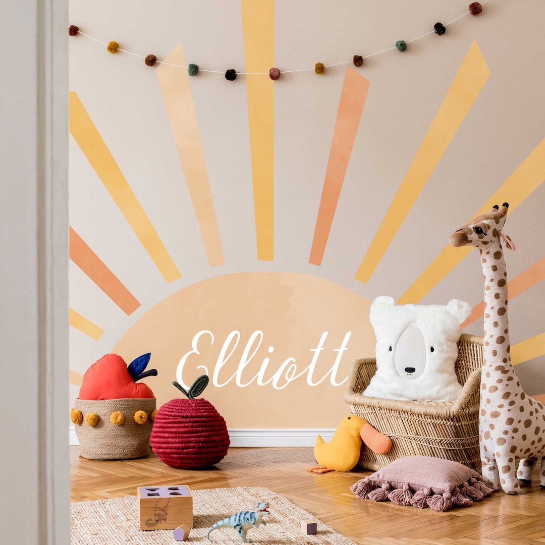 Personalized Big Rising Sun Wall Decal, Plastic-free Wall Sticker - Etsy