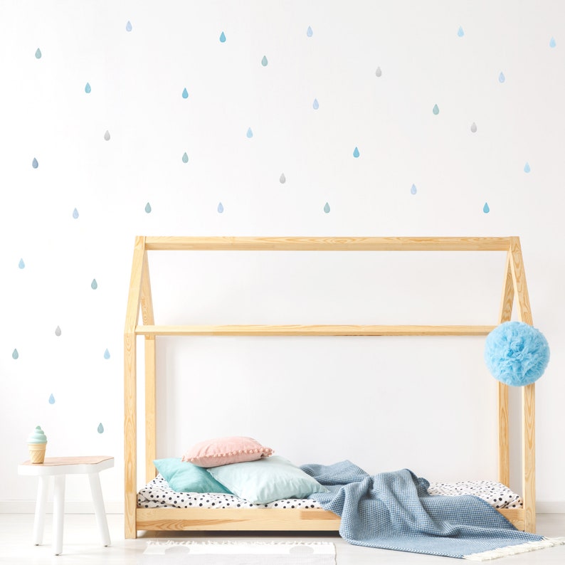 Cool Blue Watercolor Raindrop Wall Decals Eco Friendly Wall Etsy