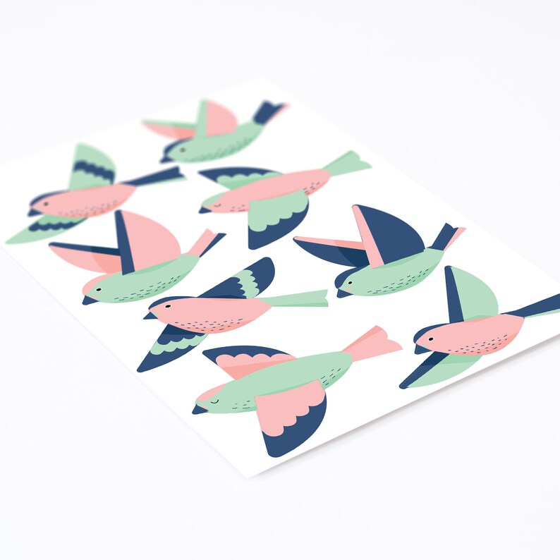 Colorful Forest birds wall decals eco friendly wall decals Etsy