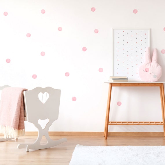 Pink Watercolor Polka Dots wall decals 3.5cm PVCfree wall Etsy