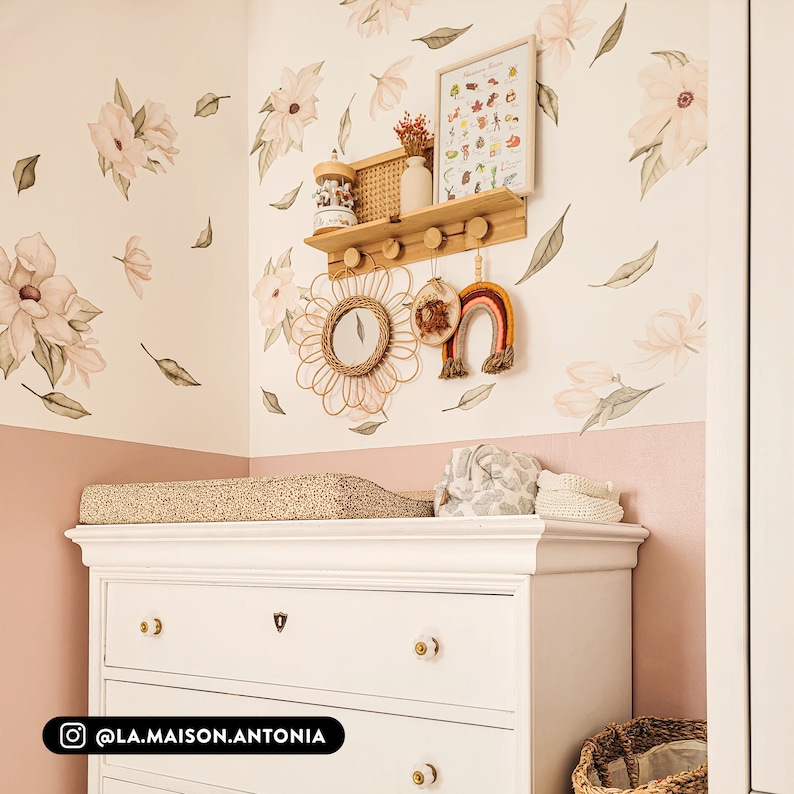 Magnolia Flowers & Leaves Wall Decals Plasticfree Wall Etsy