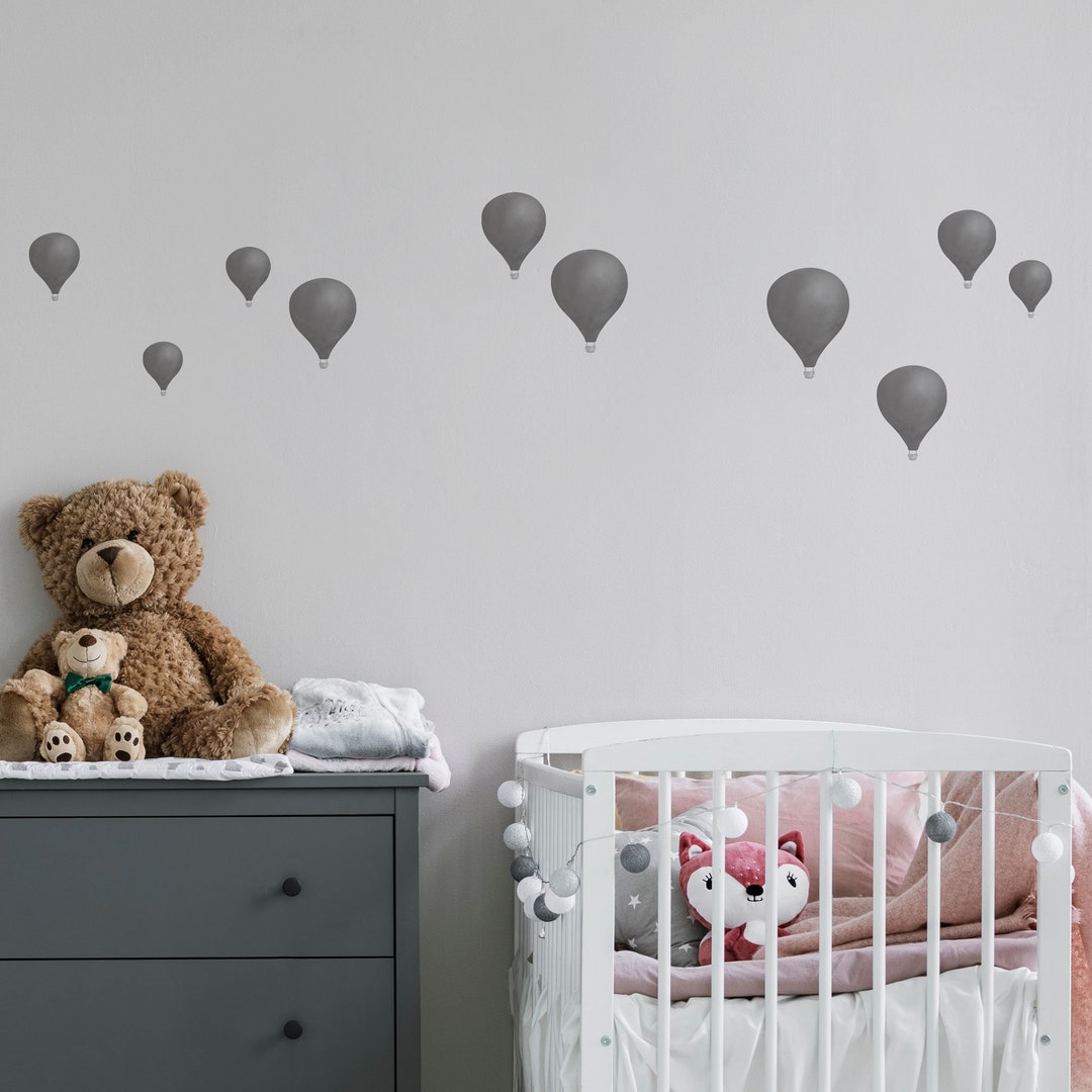 Graphite Grey Hot Air Balloons Wall Decals Plasticfree Kids Etsy