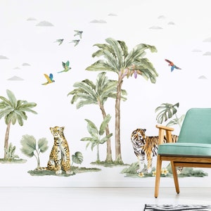 Big Jungle Watercolour Wall Decals, Plastic-Free kids room wall stickers image 2