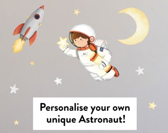Personalised Astronaut Wall Decal  - Plastic-free wall stickers for kids' rooms