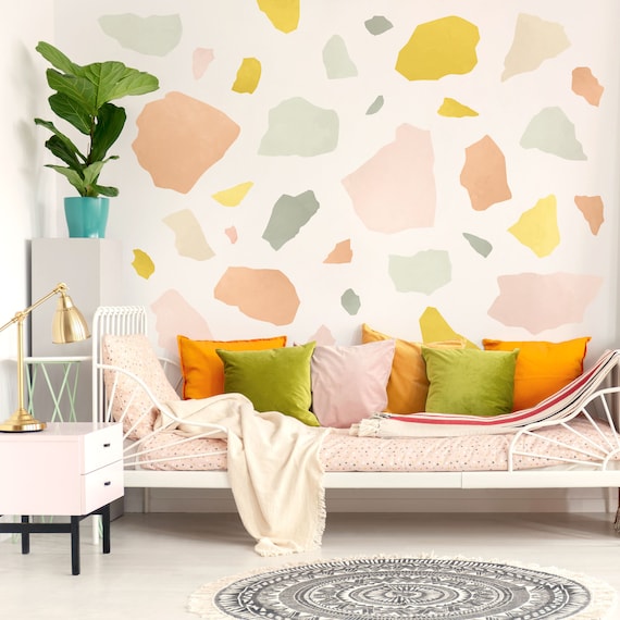 Big Terrazzo Wall Decals Plastic free Wall Stickers for Happy