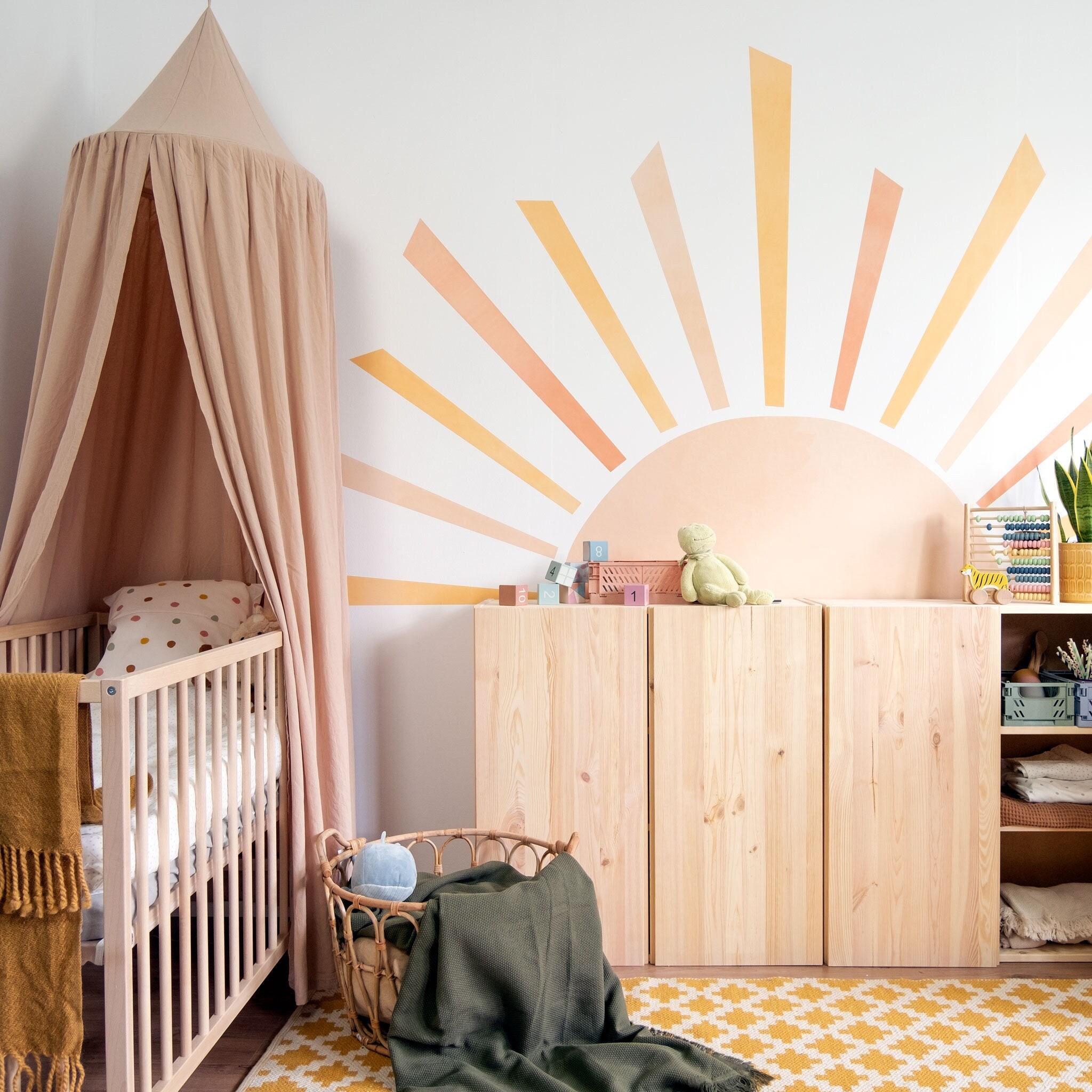 Sticker Mural Grand Soleil Levant, Sticker Sans Plastique