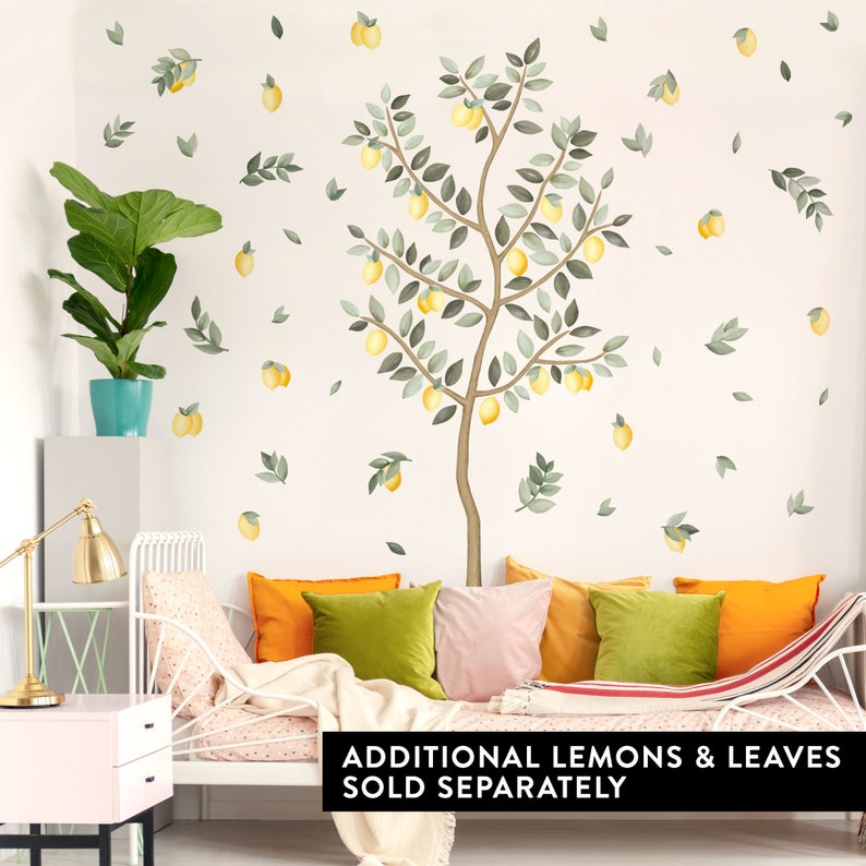 Big Lemon Tree wall decals with leaves, Plastic-Free Wall Stickers image 3