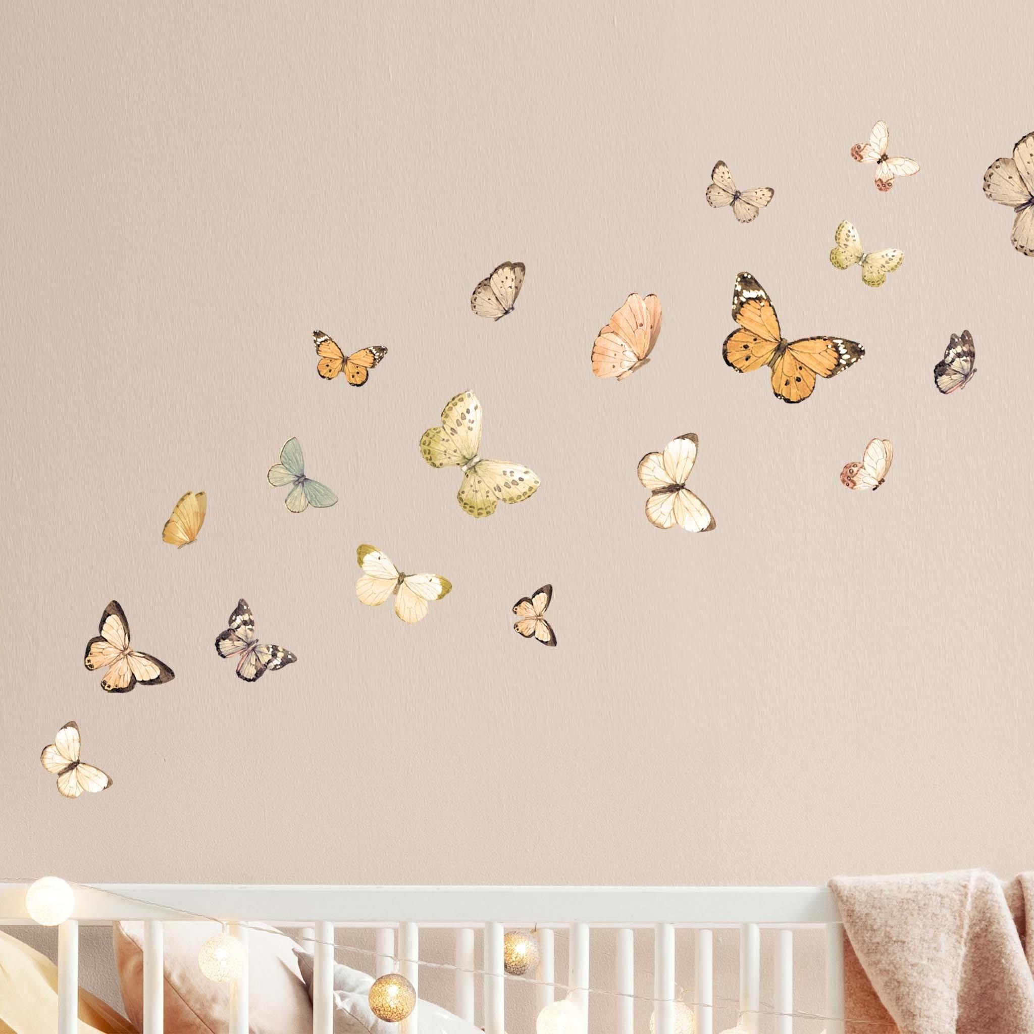 Stickers Muraux Coquelicots Et Papillons - Style Aquarelle, Adhésifs Amovibles Pour Décorer Salon Ou Chambre