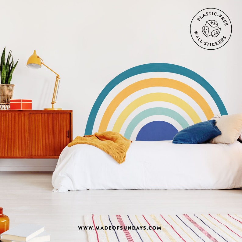 Mural Blue Rainbow Wall Sticker, Plastic-Free wall sticker image 1