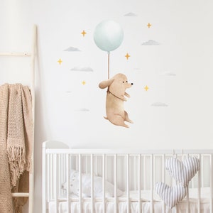 Ballon Hund Wandtattoo, Plastikfreie Wandsticker fürs Kinderzimmer Bild 4