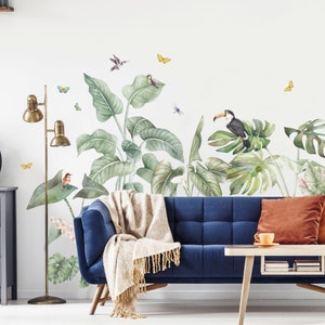 Tropical Jungle Wall Decals with birds, Plastic-Free wall stickers image 3