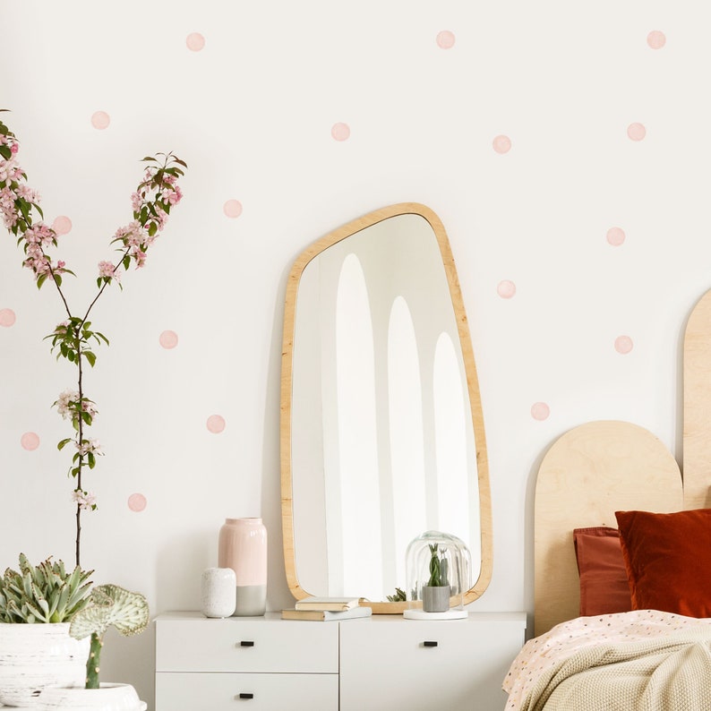 Muted Pink Watercolor Polka Dot Wall Decals 6 Cm Powder Etsy