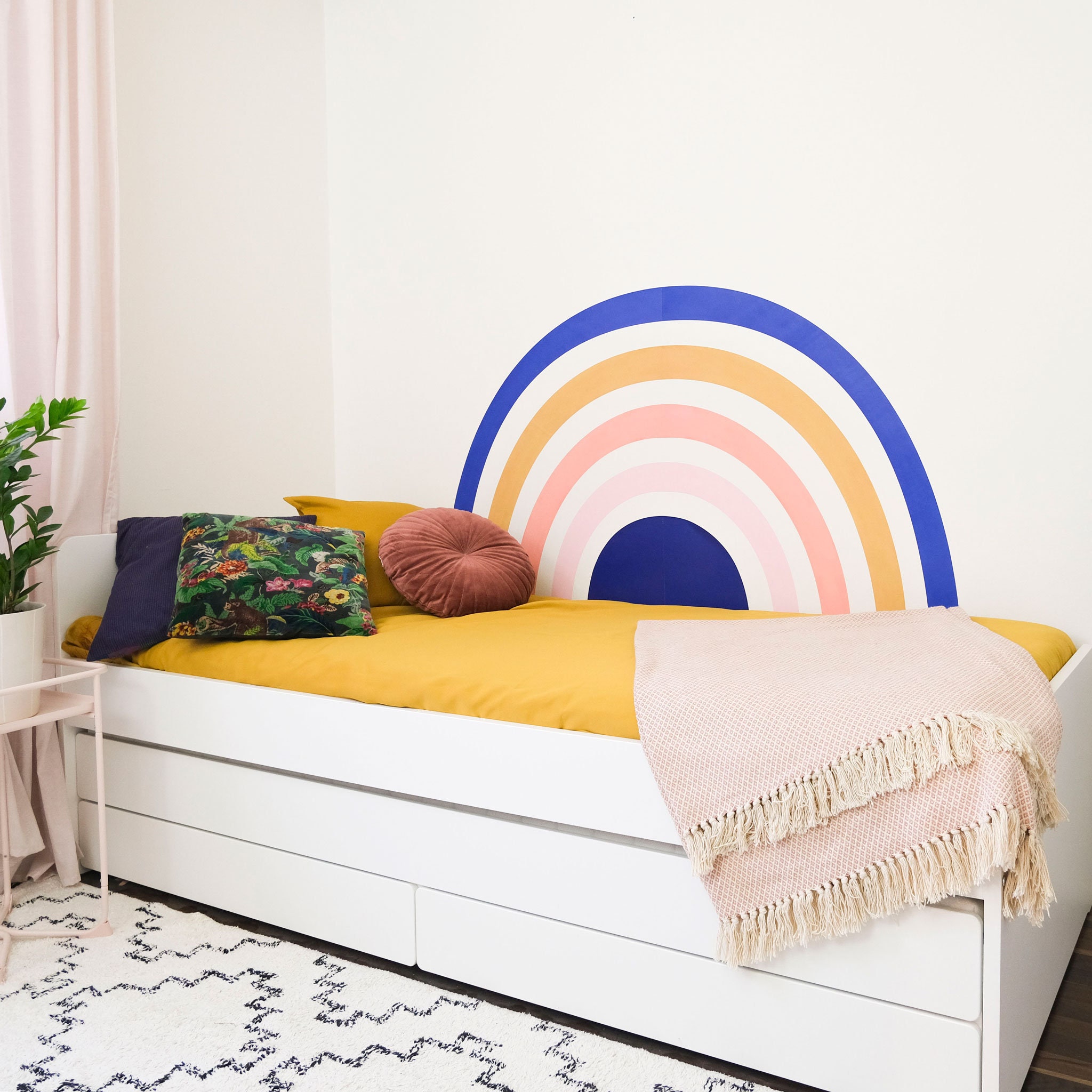 Mural Art Déco Rainbow Wall Sticker, Autocollant Mural Sans Plastique