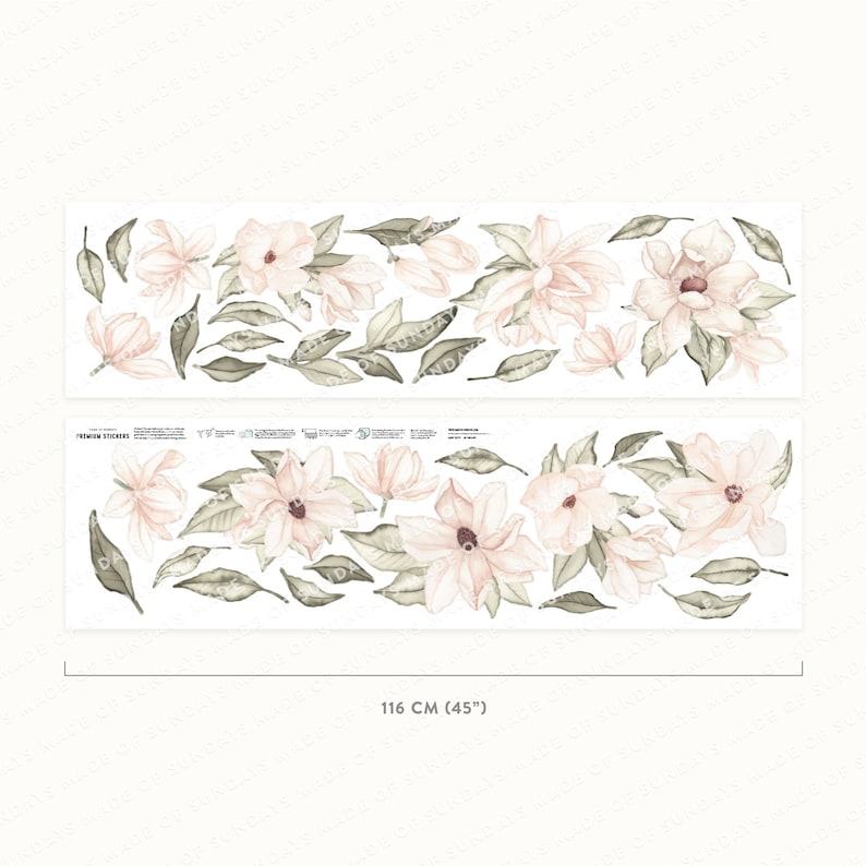 Magnolia Flowers & Leaves Wall Decals Plasticfree Wall Etsy