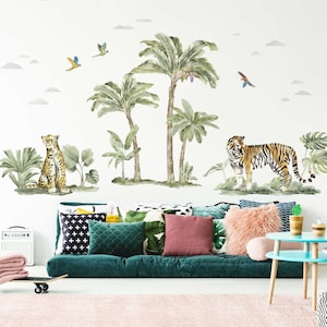 Big Jungle Watercolour Wall Decals, Plastic-Free kids room wall stickers image 5