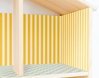 Yellow Stripes Peel and Stick 1/12 Dollhouse Wallpaper