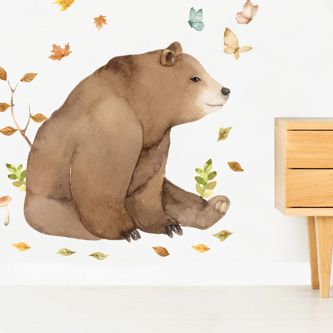 Bear Wall Decal Plasticfree Forest Friends Kids Room Wall Etsy