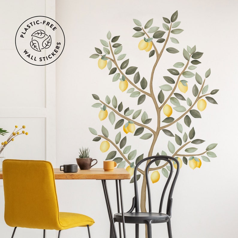 Big Lemon Tree wall decals with leaves, Plastic-Free Wall Stickers image 2
