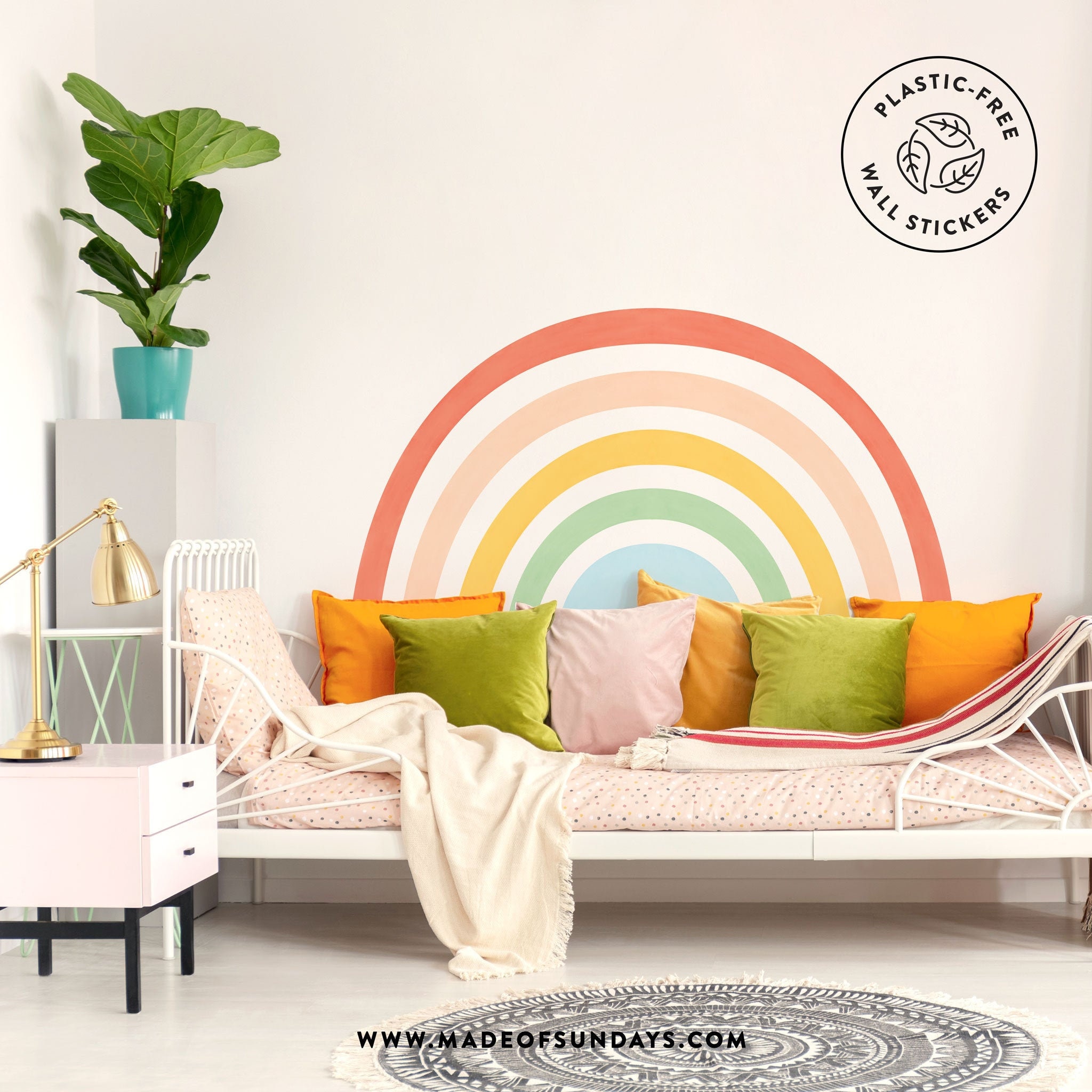 Arc-En-Ciel Coloré Sticker Mural, Mural Sans-Plastique