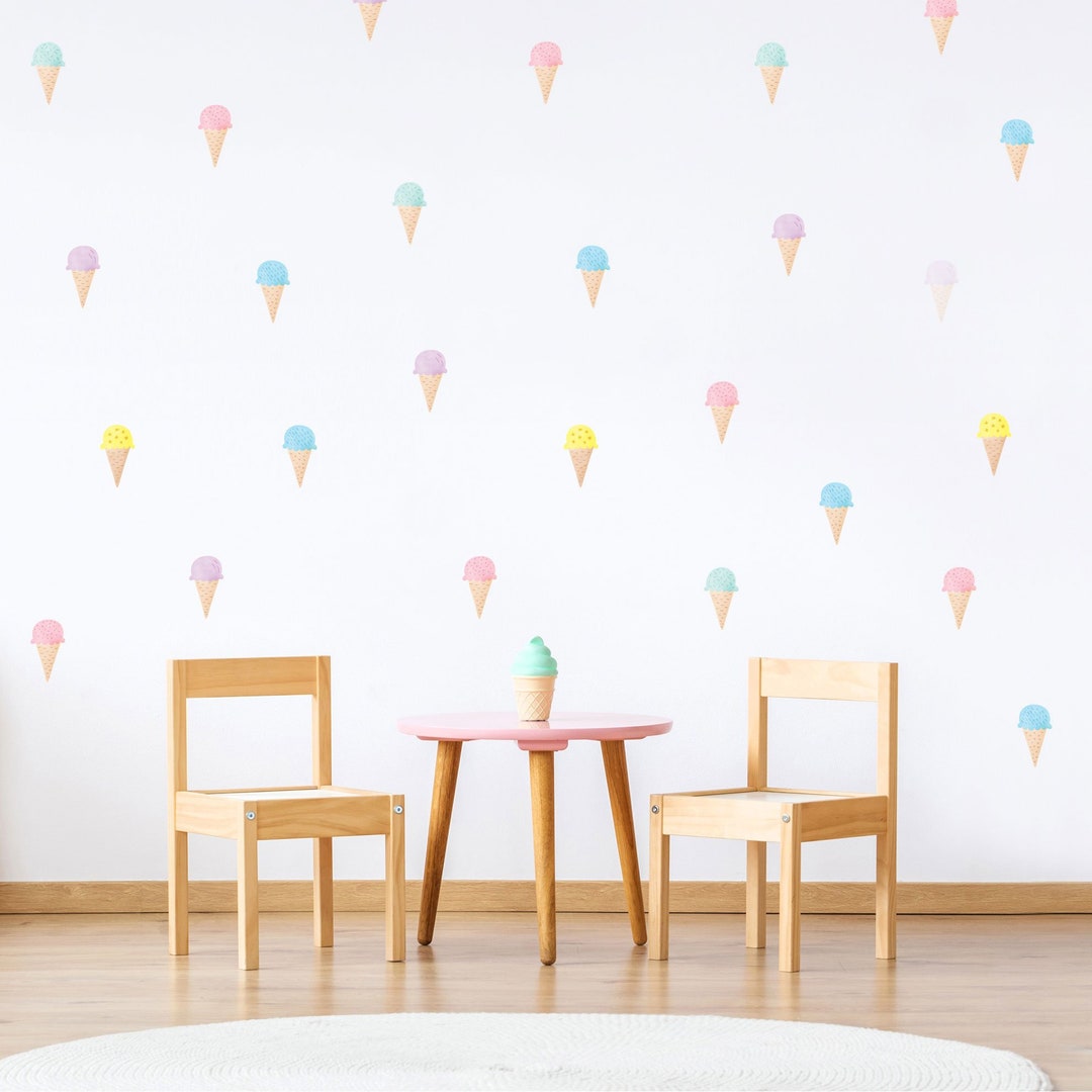 Ice Cream Cones Wall Decals, Plastic-free Wall Stickers for Kids Rooms