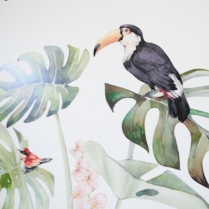 Tropical Jungle Wall Decals with birds, Plastic-Free wall stickers image 6
