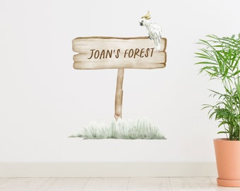 Jungle Sign, Personalised Wall Decal, Plastic-Free kids room wall stickers