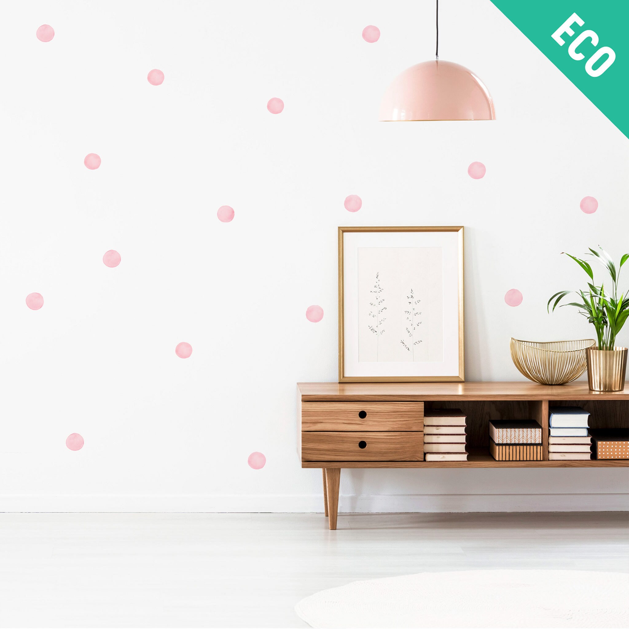 Big Pink Watercolor polka dots wall decals 6 cm Etsy