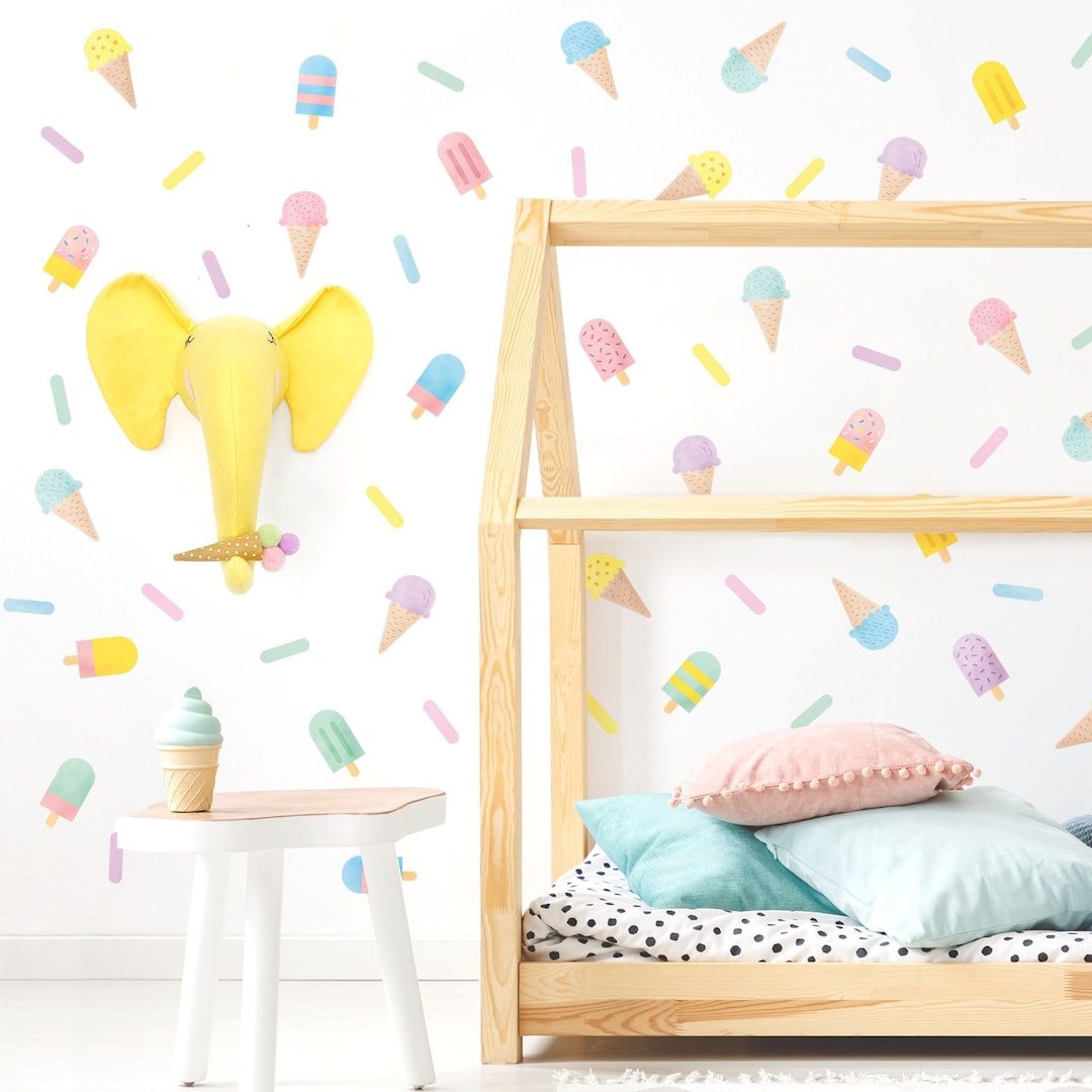 Ice Cream Theme Pack Wall Decal, Plastic-free Wall Stickers for Kids