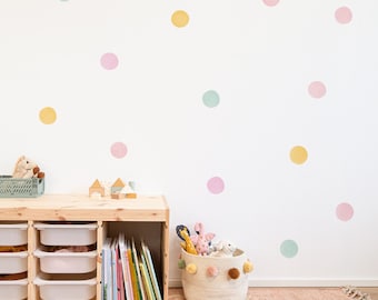 Colorful Watercolor Polka Dot wall decals, plastic-free wall stickers for kids rooms