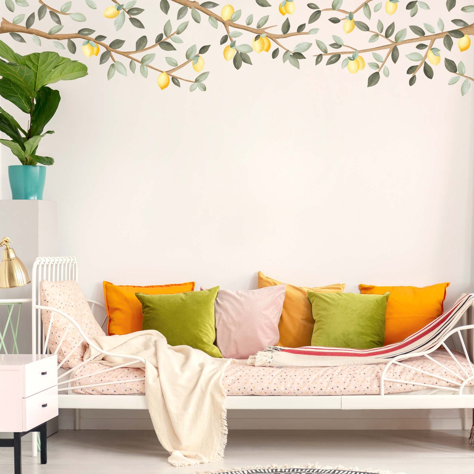 Small Lemon Trees Wall Decals With Leaves Plasticfree Wall Etsy