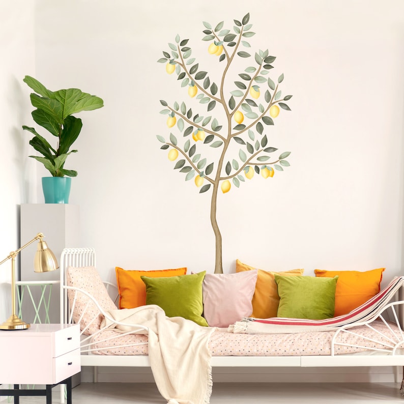 Big Lemon Tree wall decals with leaves, Plastic-Free Wall Stickers image 5