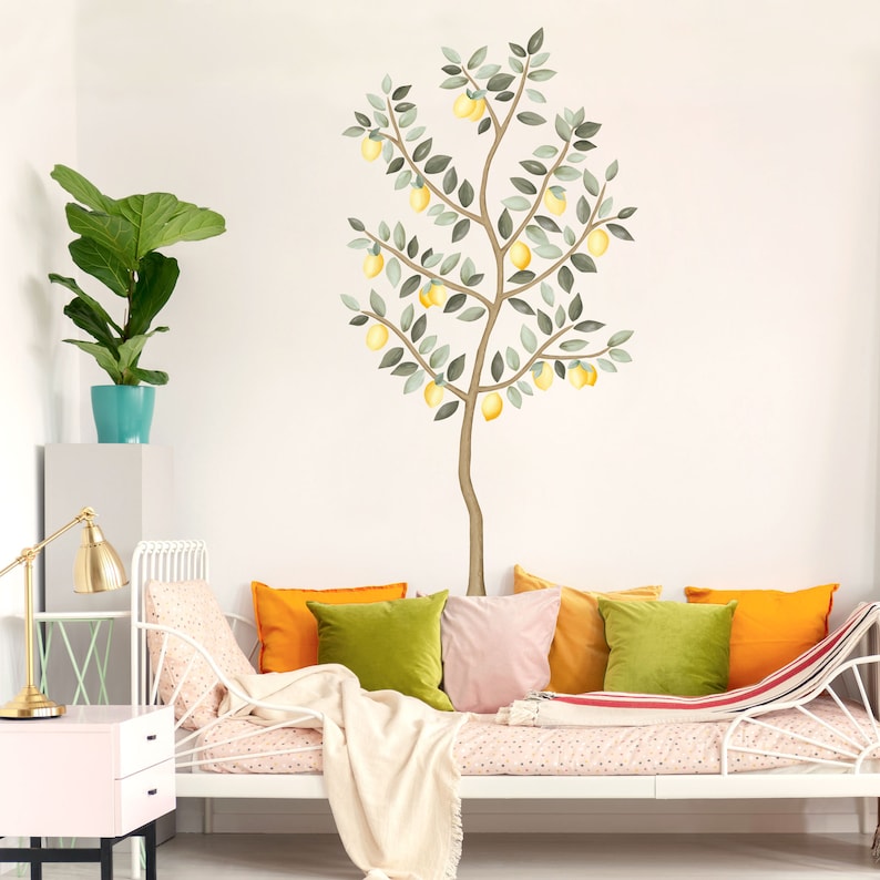 Big Lemon Tree wall decals with leaves PlasticFree Wall Etsy