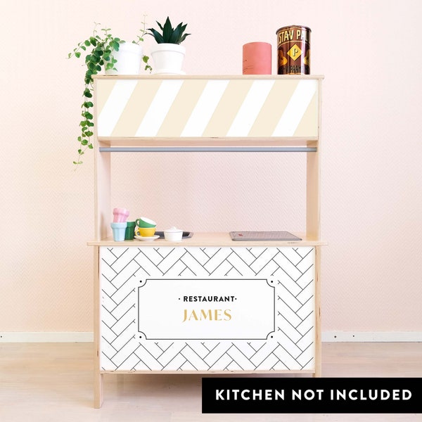 Cafe Stand Decals for IKEA DUKTIG Play Kitchen, personalised with your name