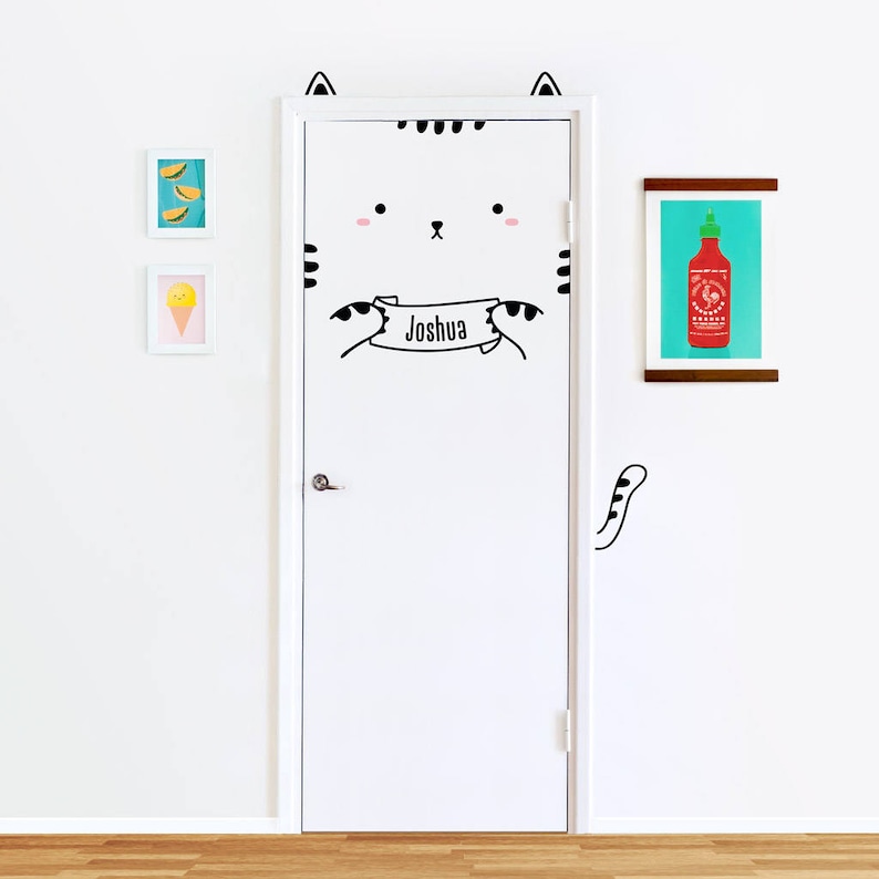 windows or closets Nursery decor Cat Vinyl Sticker Sisi the Custom Cat Door decal Wall decal for doors