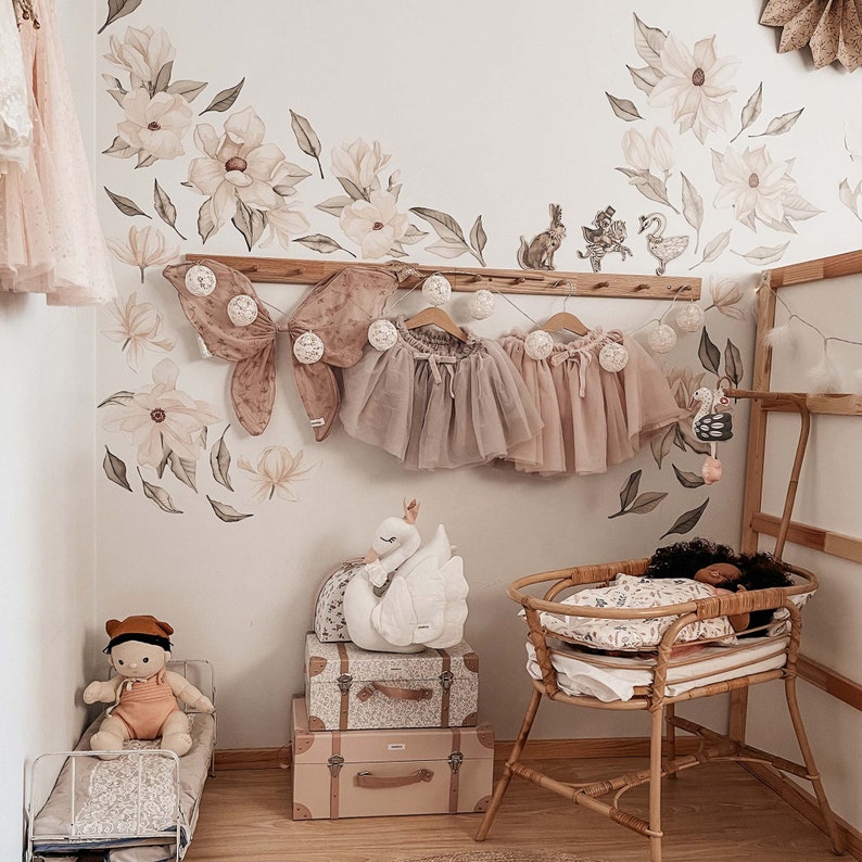 Magnolia Flowers & Leaves Wall Decals Plasticfree Wall Etsy