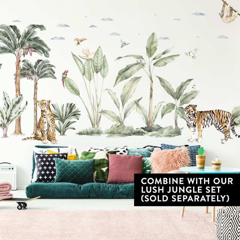 Big Jungle Set Watercolour Wall Decals Plasticfree Kids Etsy UK