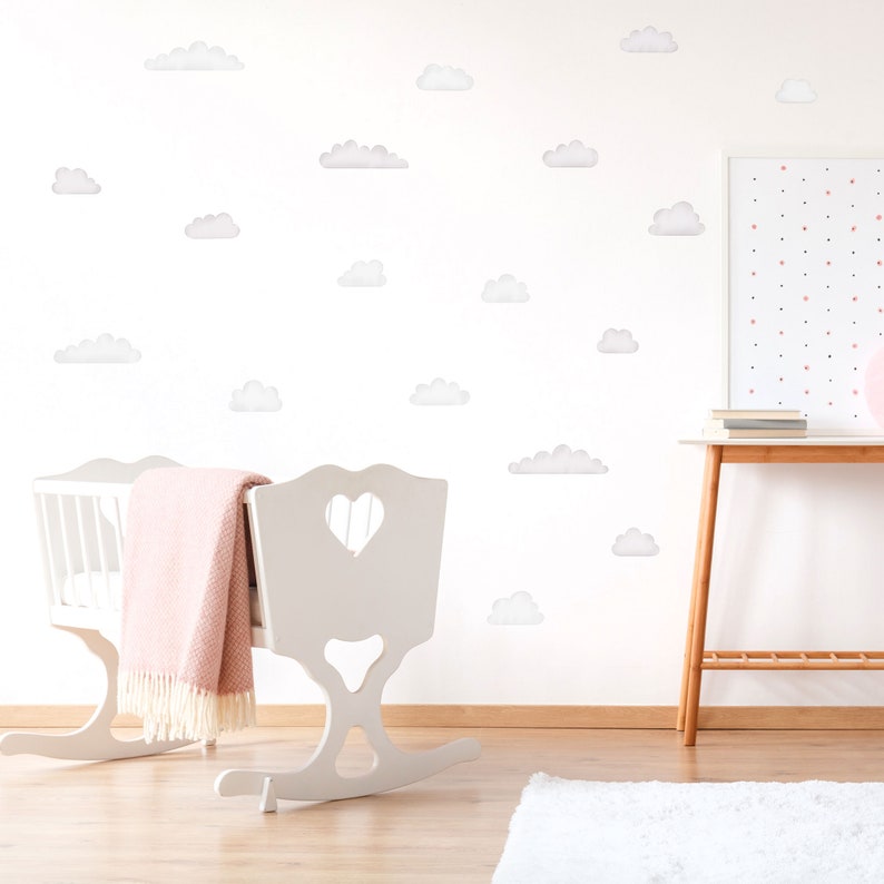 Grey watercolor cloud wall decals Eco-Friendly wall decal for kids rooms and nurseries