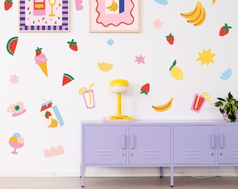 Summer Brunch Wall Decals, colorful plasti-free wall stickers