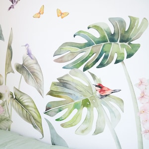 Tropical Jungle Wall Decals with birds, Plastic-Free wall stickers image 4