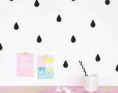 Regentropfen Wandtattoo / Regentropfen Vinyl Wand Muster / Kinderzimmer / Regen Wandtattoo Regentropfen Schwarz / Bürodekor