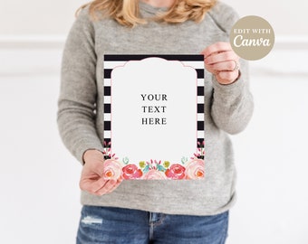 Kate Spade Blank DIY Signage - Customizable in Canva - Printable Sign for Wedding or Shower - 8x10
