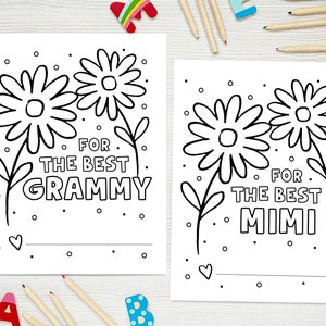 Niños imprimibles para colorear Día de la madre Tarjeta del día de la abuela y hoja para colorear, Tarjetas del día de la madre para niños - Imprimible 8.5x11