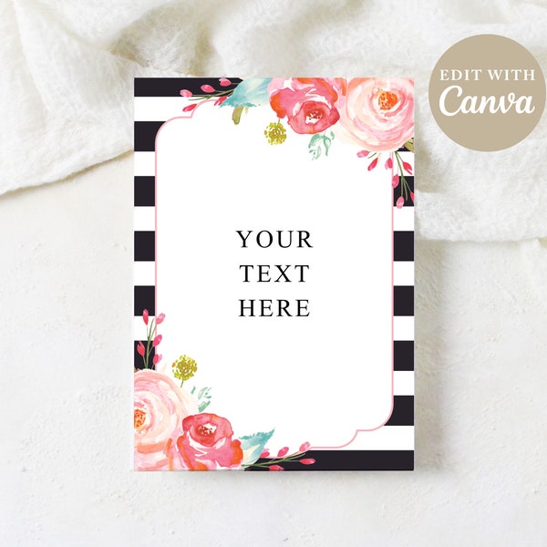 Kate Spade Blank DIY Signage - Customizable in Canva - Printable Sign for Wedding or Shower - 5x7