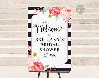 Kate Spade Welcome Sign - Baby Shower, Bridal Shower, Party Signage - 24x36 - Customize in Canva