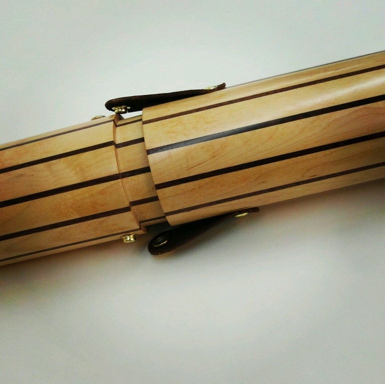 Handmade wooden fly rod fishing case with leather and brass Etsy