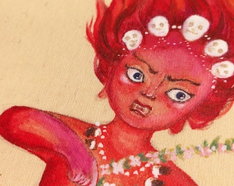 Stampa artistica Kurukulla: divinità buddista testurizzata montata su cartone